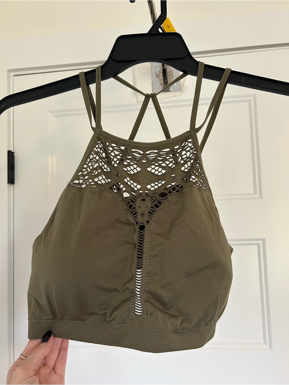 Cato Olive Green Crochet-Detail Strappy Bralette